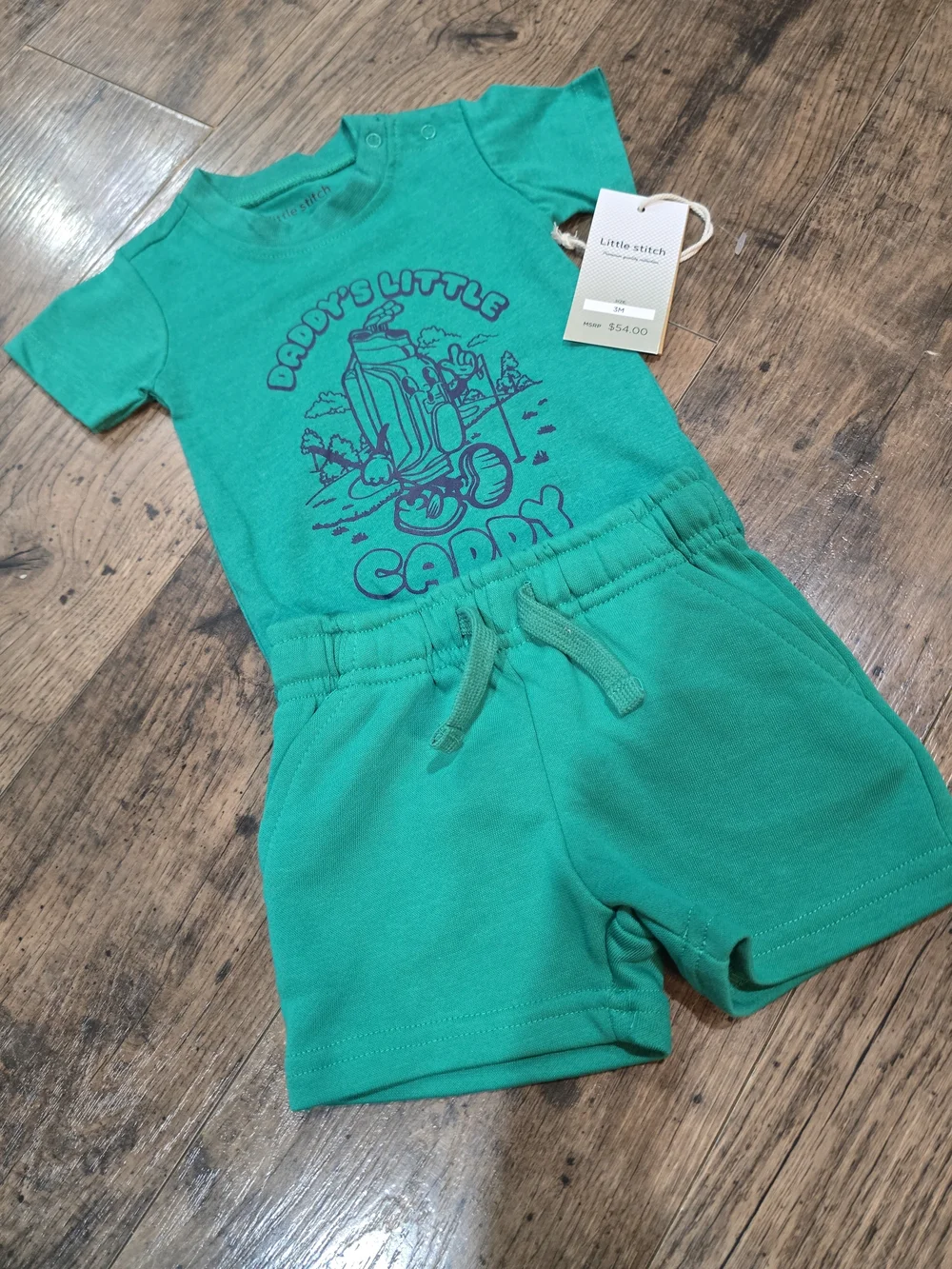 Kids' Green 'Daddy's Little Caddy' Matching Set